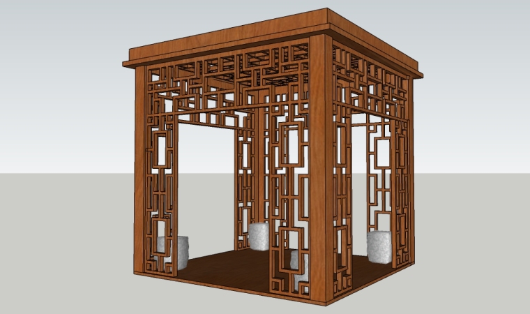 新中式亭子CAD资料下载-中式景观空亭子 花架su模型