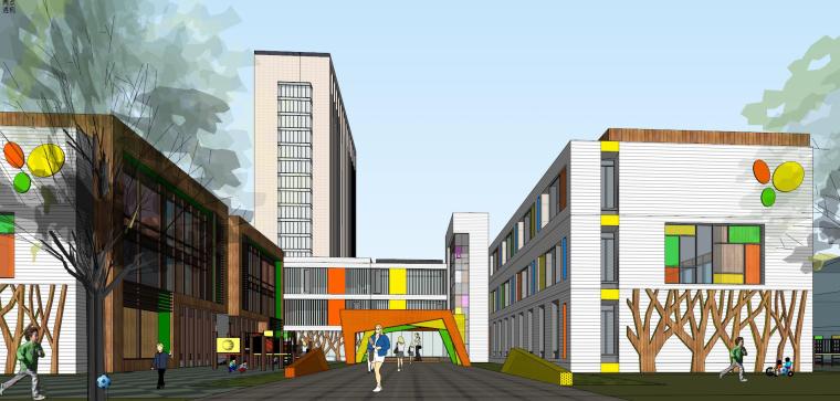 居住社区中心设计方案资料下载-滨湖核心区社区中心幼儿园 +办公楼建筑模型