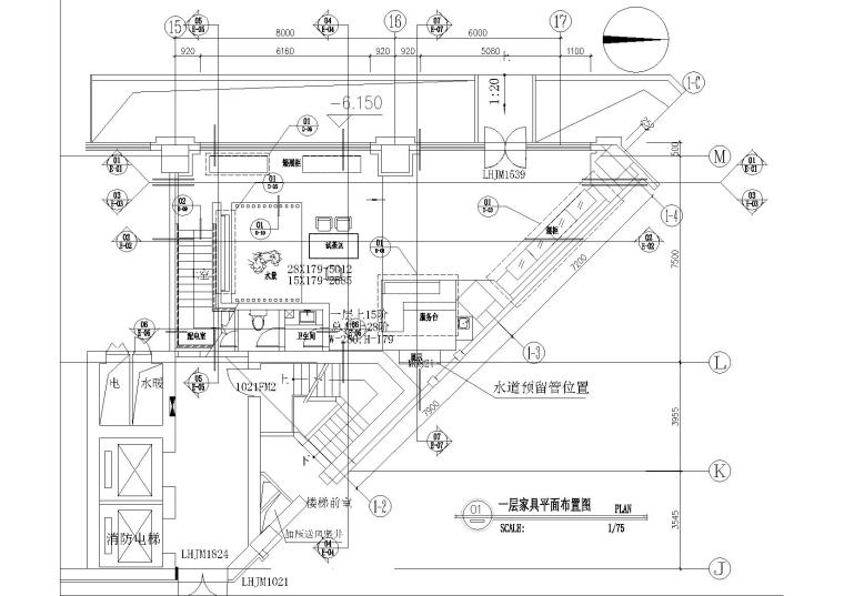 植物造景设计施工资料下载-某茶馆全套设计施工装修施工图（含机电等）