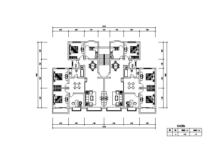 86套小区住宅一梯多户户型平面图（CAD）-一梯多户户型平面图4