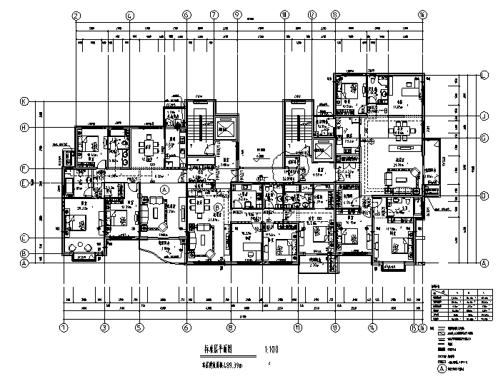 86套小区住宅一梯多户户型平面图(cad)