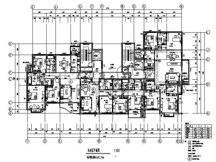 86套小区住宅一梯多户户型平面图（CAD）-一梯多户户型平面图5