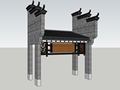 景观中式大门su模型