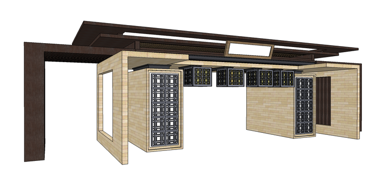 现代居住区模型su资料下载-居住区中式大门su模型