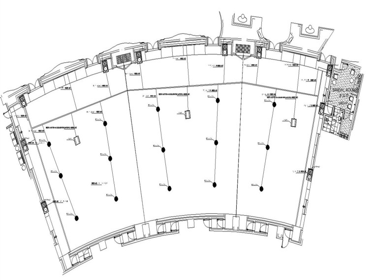 山东省会文化中心酒店智能化设计-会议宴会厅天花管线平面图