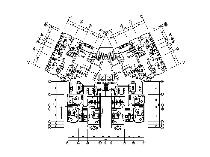  88套带电梯住宅户型平面图（CAD）-带电梯住宅户型平面图5