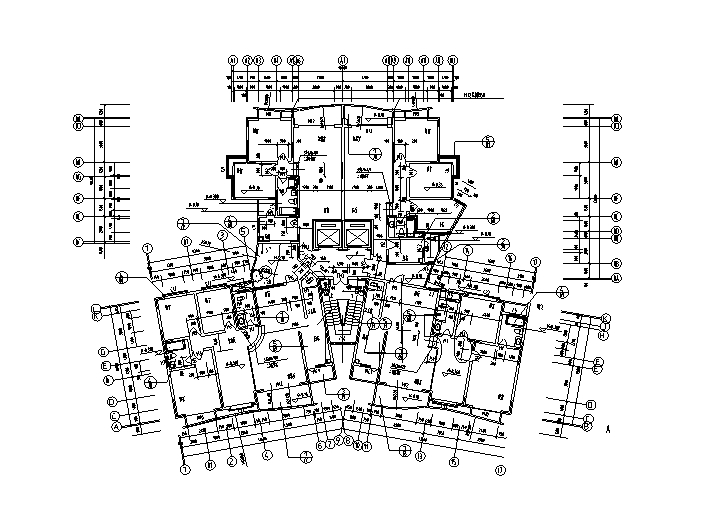 带电梯一梯两户户型平面图资料下载- 88套带电梯住宅户型平面图（CAD）