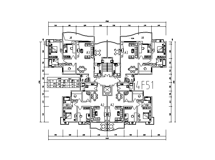  88套带电梯住宅户型平面图（CAD）-带电梯住宅户型平面图4