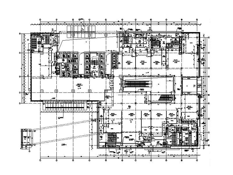 200m框筒结构酒店办公楼建筑结构施工图2018-酒店办公大楼二层平面图