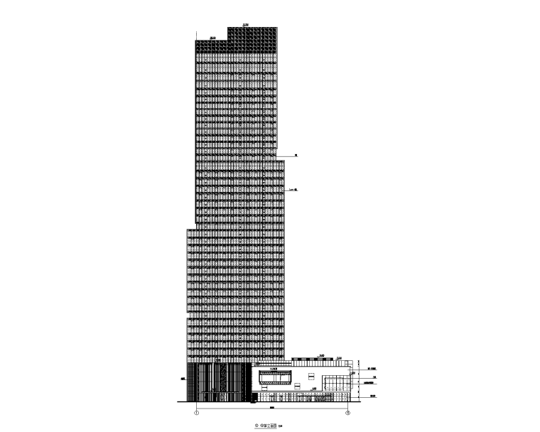 200m框筒结构酒店办公楼建筑结构施工图2018-酒店办公楼建筑立面图