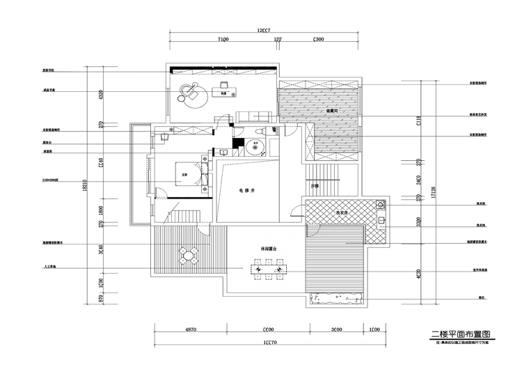 青岛丽海馨苑五居室住宅装修施工图+效果图-平面2