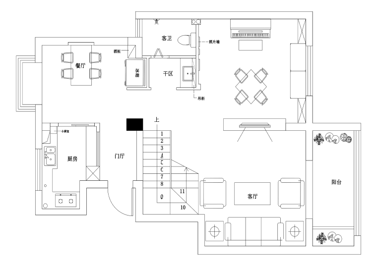 现代客厅装饰资料下载-现代风格两居室私人住宅装修施工图+效果图
