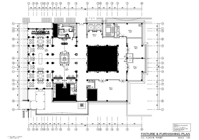 西双版纳知名地产文华度假酒店内装CAD施工图-大堂、大堂吧家具平面布置图