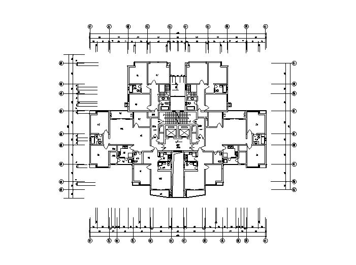 4栋24-30层高层住宅户型平面图(cad)