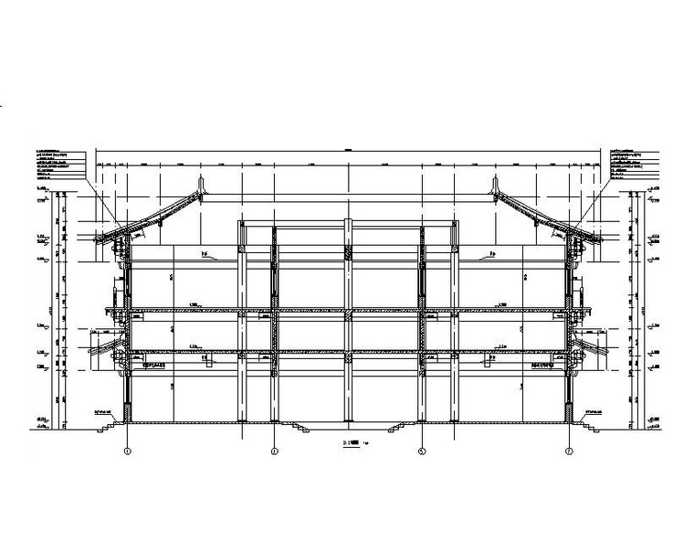 仿古建筑商业街结构施工图(含模型计算书)-12-6区建筑剖面图