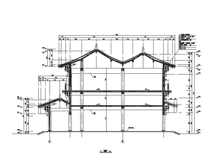 仿古建筑商业街结构施工图(含模型计算书)-12-5区建筑剖面图