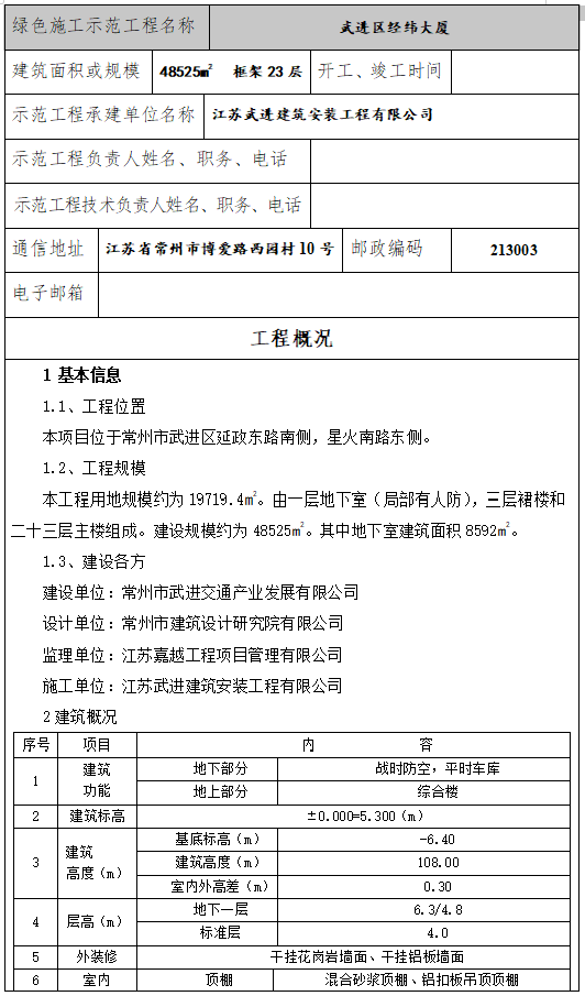 绿色施工示范表格资料下载-全国建筑业绿色施工示范工程申报表（完整）