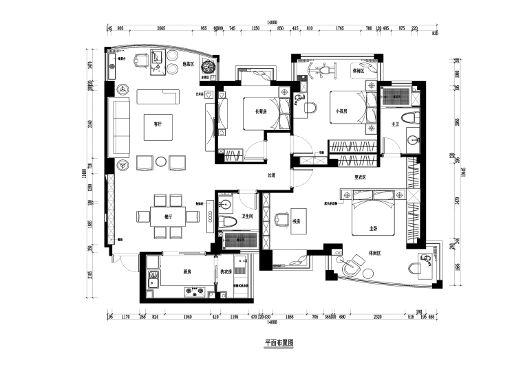 十平方装修效果图资料下载-中式风格三居室住宅装修施工图+效果图