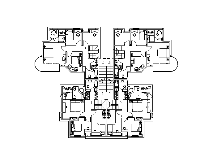 多层住宅建筑南梯平面图资料下载-46种多层住宅户型平面图（CAD）