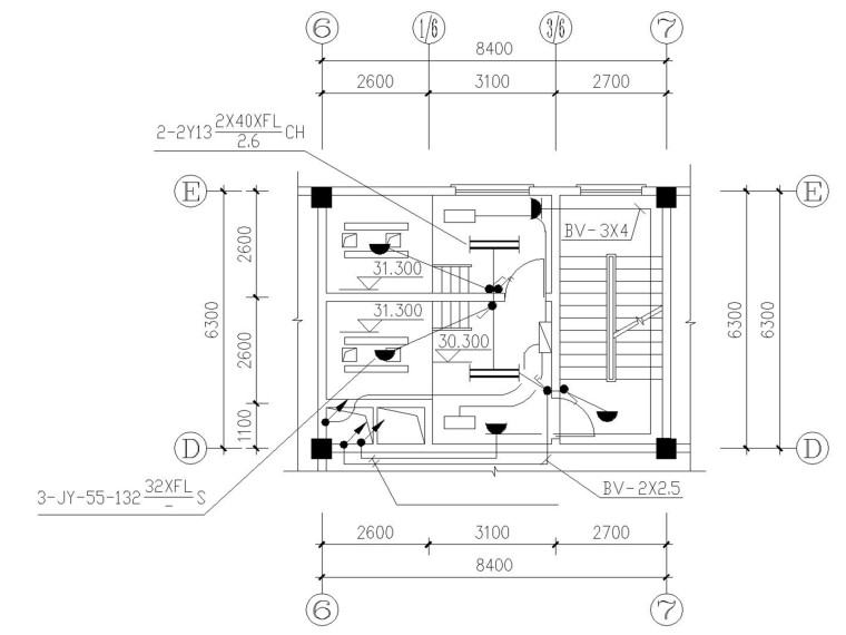 某检察院办公楼电气施工图-水电-某检察院办公楼-施工图-水电-电梯机房电气平面图