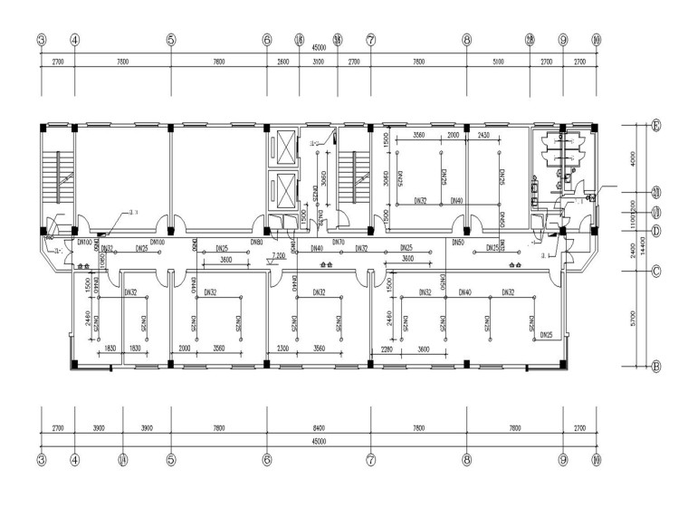 某检察院办公楼电气施工图-水电-某检察院办公楼-施工图-水电-给排水平面图