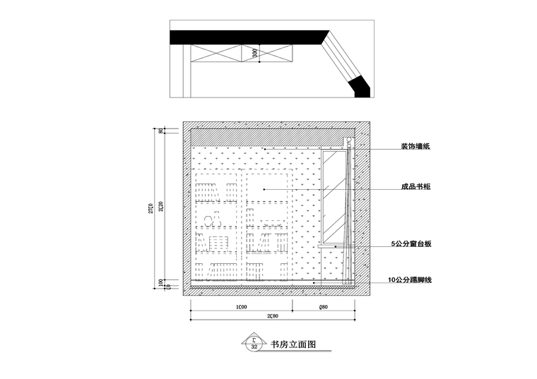 常熟市中南世纪城150平跃层公寓装修施工图+-书房1