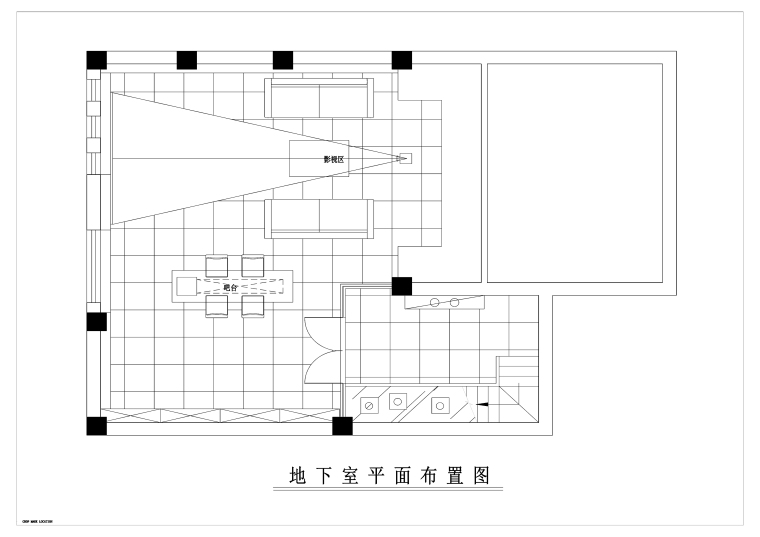 400平现代风格联体别墅装修施工图+效果图-平面地下室