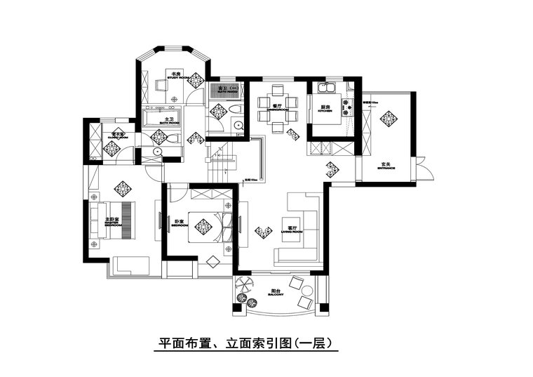 书房装饰图资料下载-常熟市中南世纪城150平跃层公寓装修施工图+