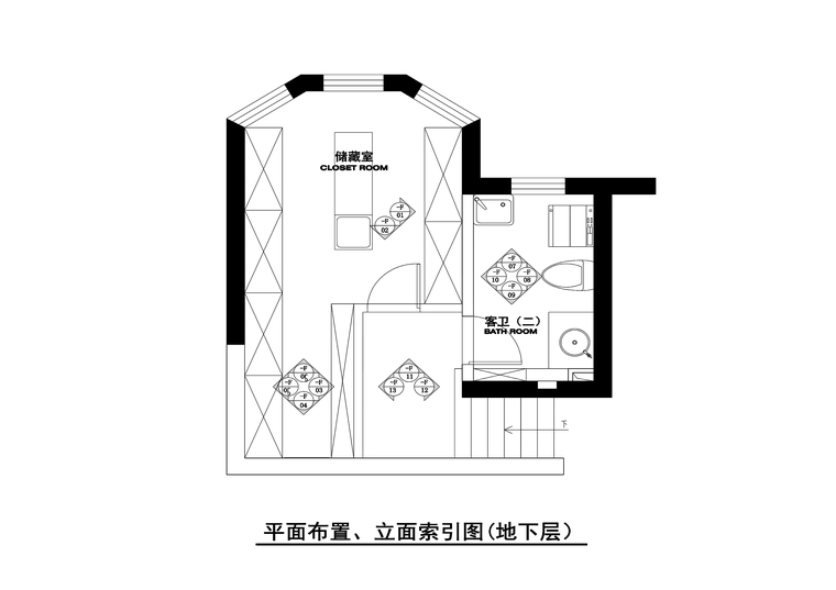 常熟市中南世纪城150平跃层公寓装修施工图+-平面地下