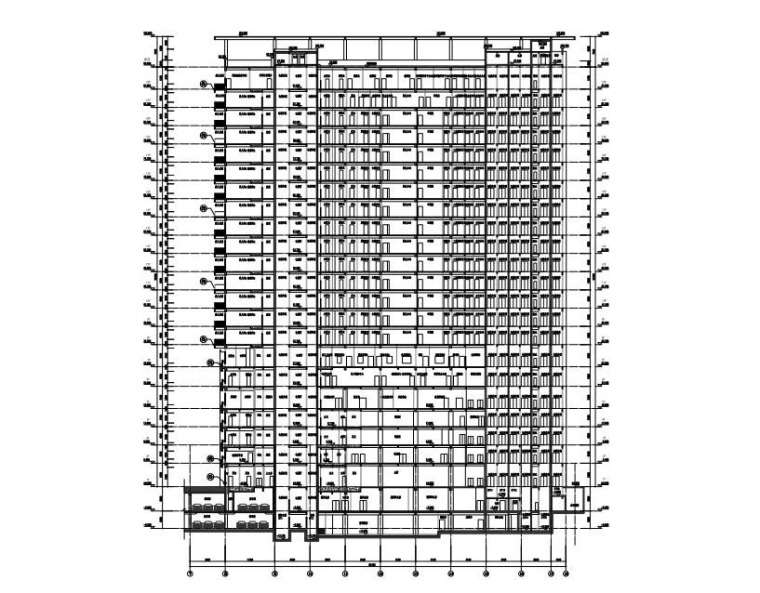 22层框架剪力墙结构住院大楼结构施工图2014-住院大楼剖面图