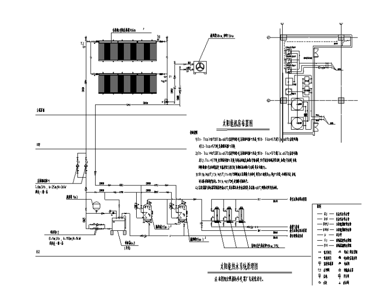 上海金融中心十八层办公楼给排水施工图-太阳能热水系统原理图
