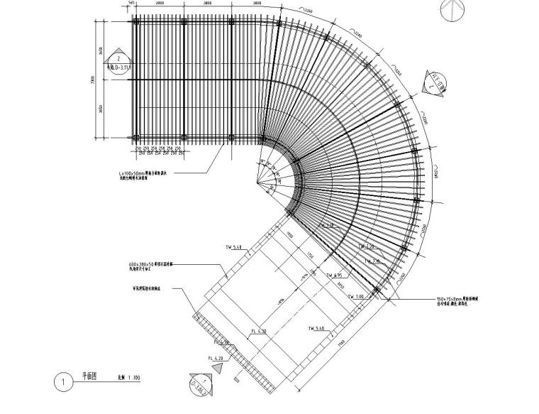 车库廊架模型资料下载-景观细部施工图|车库入口廊架四详图设计