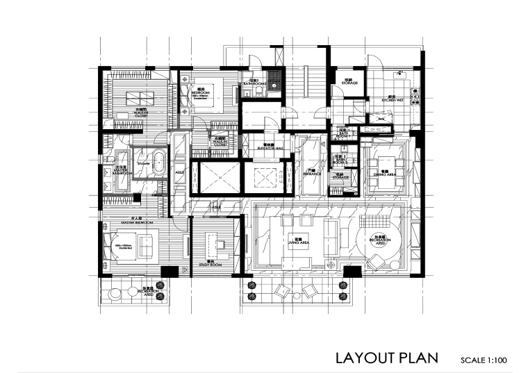 欧式住宅外形效果图资料下载-三居室欧式风格住宅装修施工图+效果图