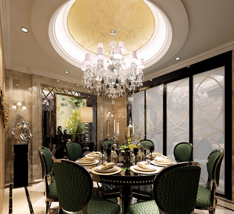 三层奢华风格私人住宅室内装修施工图+效果-餐厅_看图王