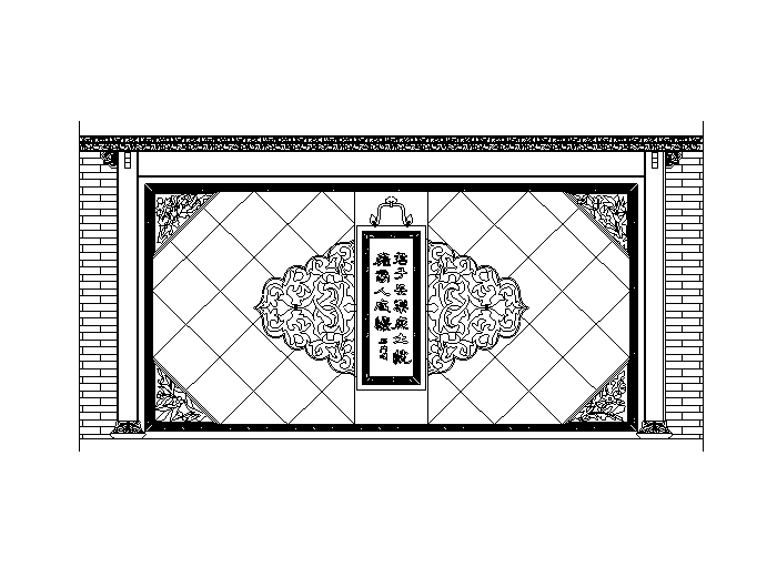 cad中式图块施工图资料下载-中式造型墙图块（CAD）