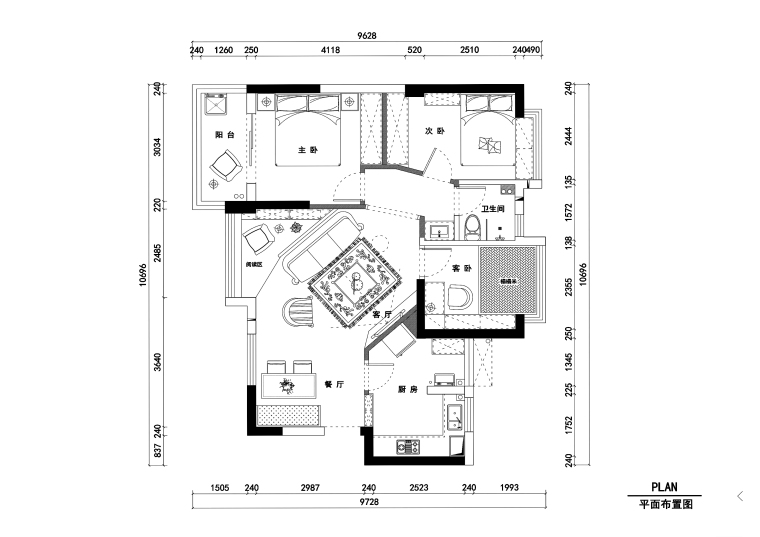英文版风格酒店室内装修资料下载-美式风格私人住宅室内装修施工图+效果图
