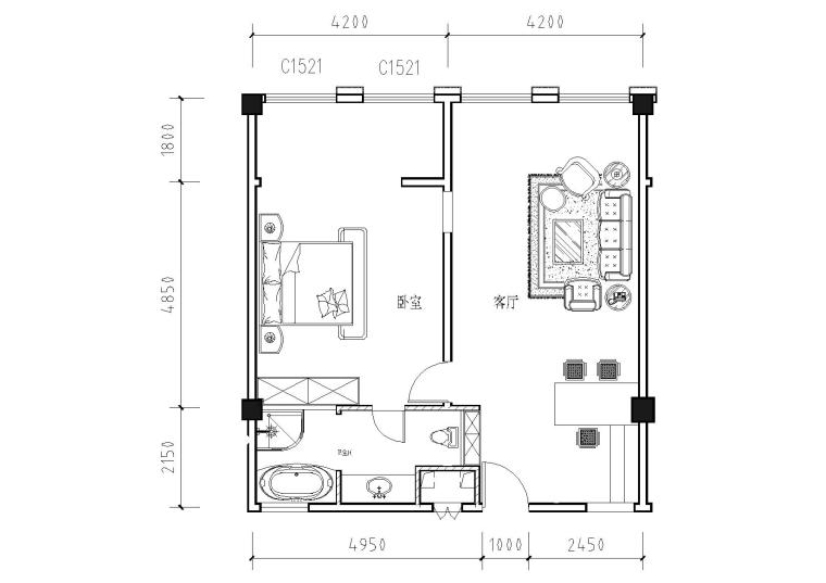 盘州刺梨循环综合利用建设项目宿舍楼装修-专家宿舍平面图