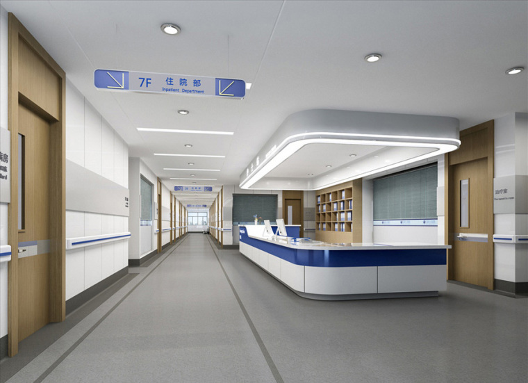护士站.医院走廊设计案例效果图-护士站效果图 (18)