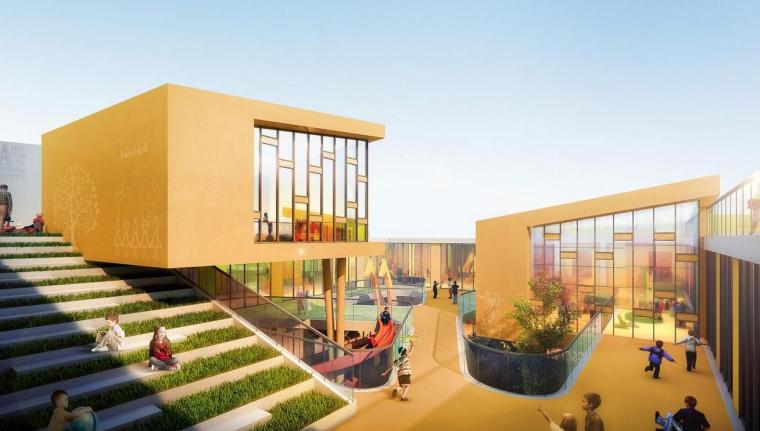 安徽现代风格幼儿园资料下载-现代风格唯康路幼儿园建筑设计