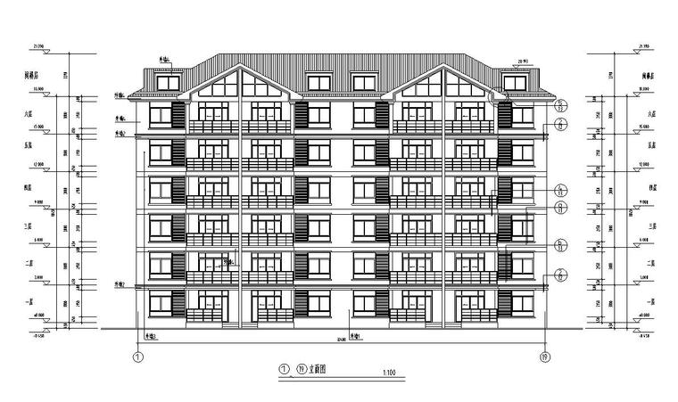 多层住宅标准层户型设计图-立面图