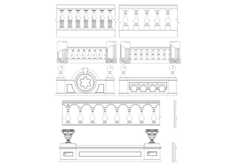 欧式栏杆详图（欧式围墙，栏杆，扶手等）-欧式栏杆详图