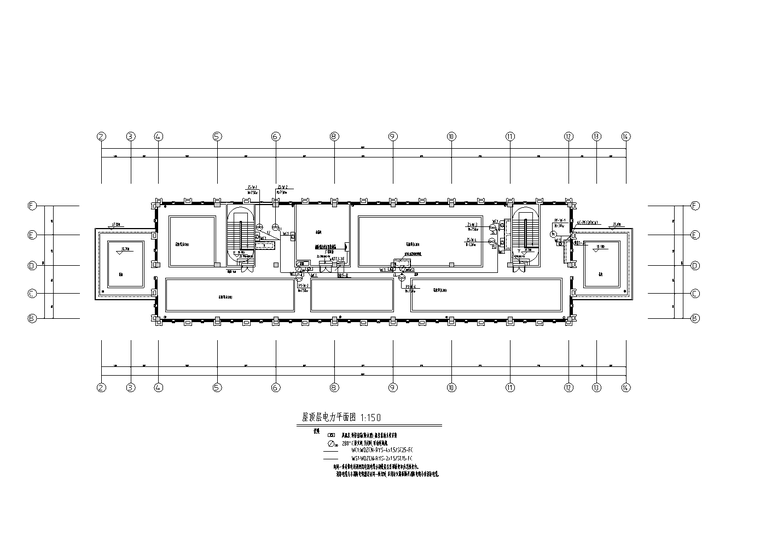 重庆西南大学新建教学实验大楼电气施工图-屋顶层电力平面图