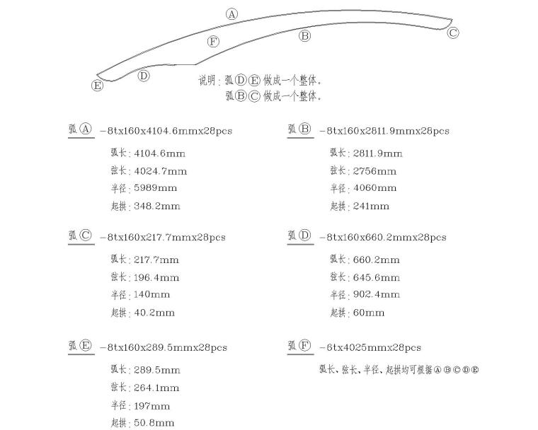 某刚架钢结构雨蓬施工图（CAD）-6构件制作图