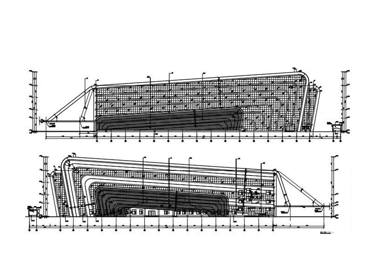 3层游泳馆框架结构施工图平面桁架屋盖2017-游泳馆建筑立面图