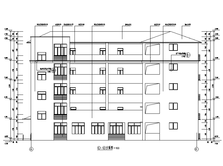 [四川]某中学教学楼综合楼全套施工图-立面图3