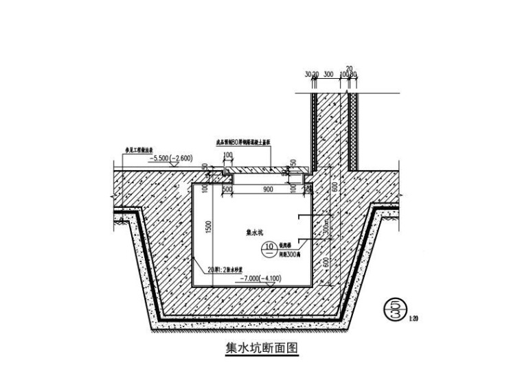 3层游泳馆框架结构施工图平面桁架屋盖2017-集水坑断面