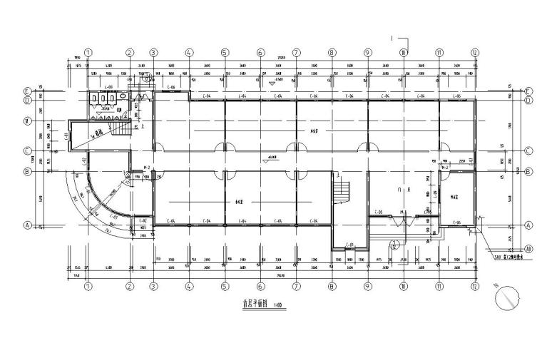 2层中式办公楼建筑设计图资料下载-4层办公楼建筑户型设计图