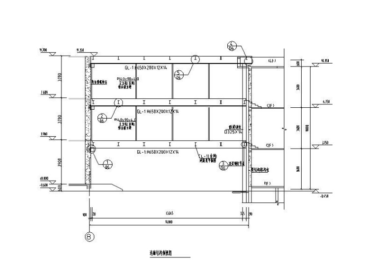 钢结构框架建筑施工图资料下载-两栋建筑之间钢结构连廊施工图2017