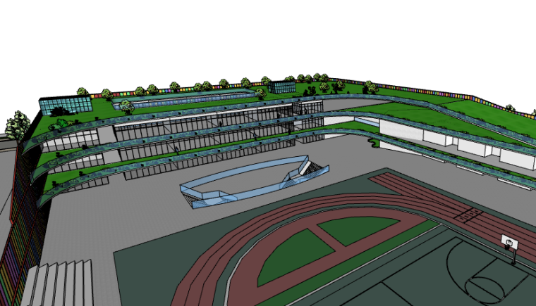 小学学校监理规划资料下载-覆土建筑小学学校单体建筑SU模型