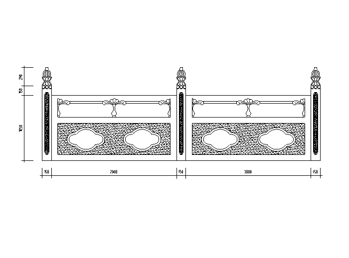 汉白玉栏杆立面详图(cad)